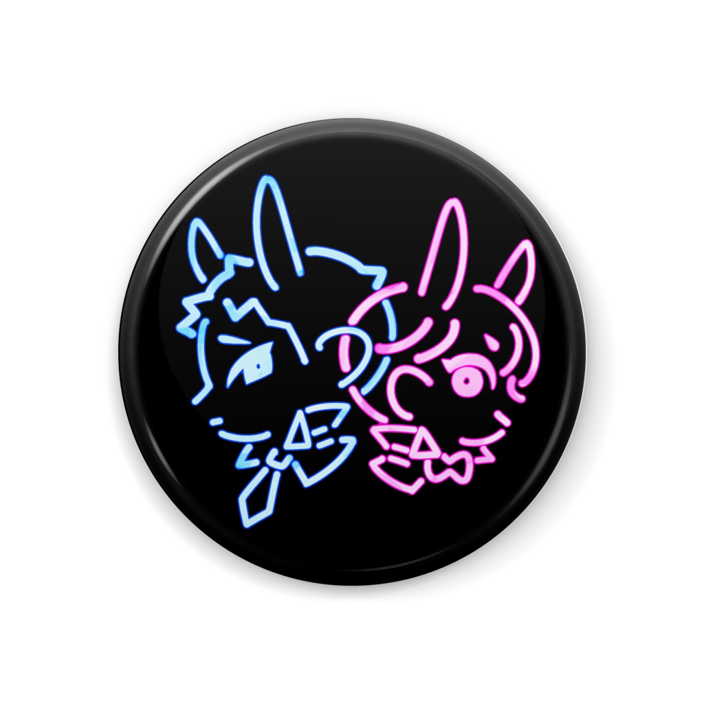 ネオン風缶バッジ黒