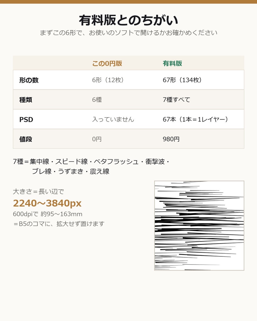 【0円】マンガ効果線 選んだ6形12枚(集中線・スピード線・ベタフラ・衝撃波・ブレ線・震え線/透過PNG)