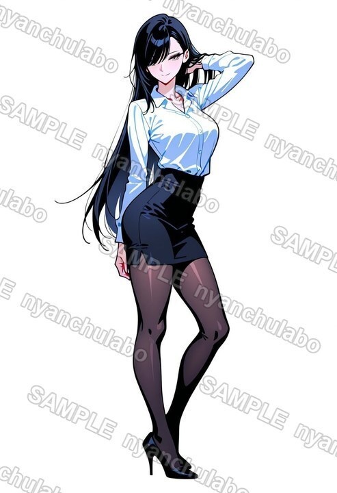 衣装のお姉さん 立ち絵集 48枚|冬服・バニー・メイド・ナース・OL【AI生成・白背景・PNG+JPG】