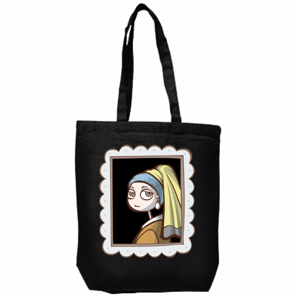 名画ごっこ「真珠の耳飾りの少女」トートバッグ