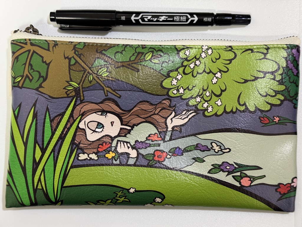 名画ごっこ「オフィーリア」合皮平ポーチ