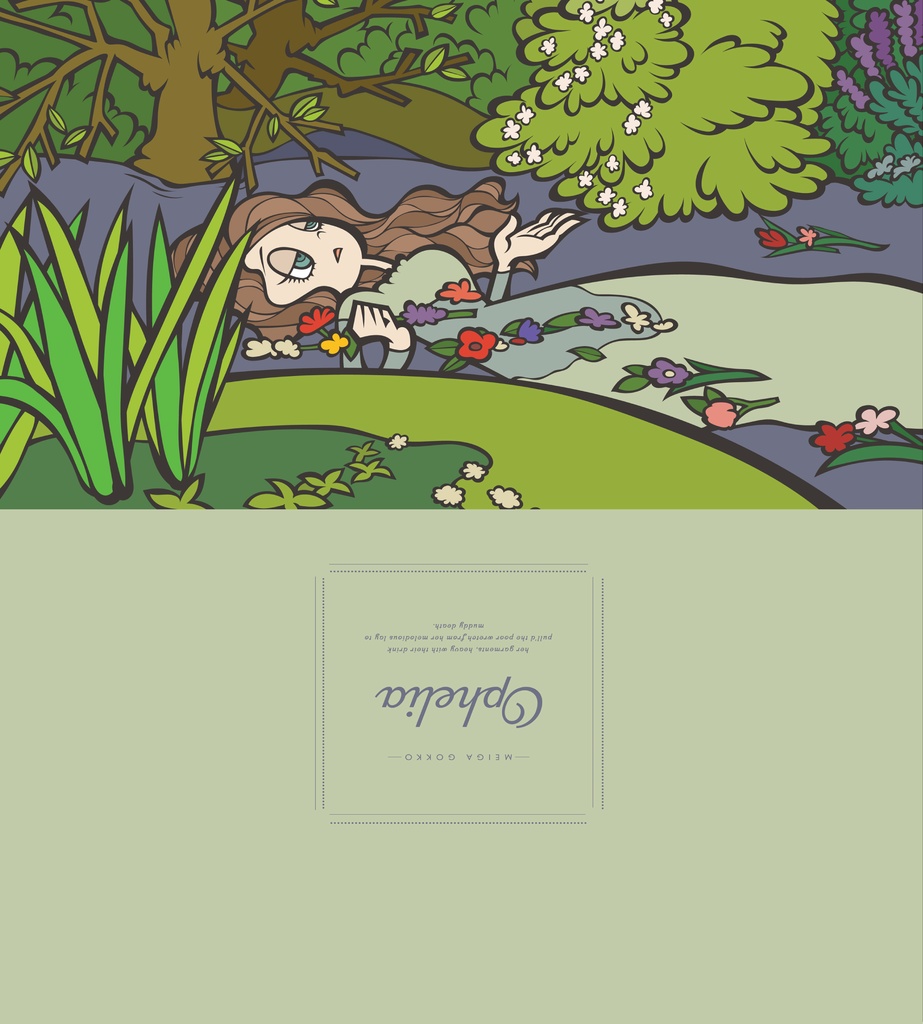 名画ごっこ「オフィーリア」合皮平ポーチ