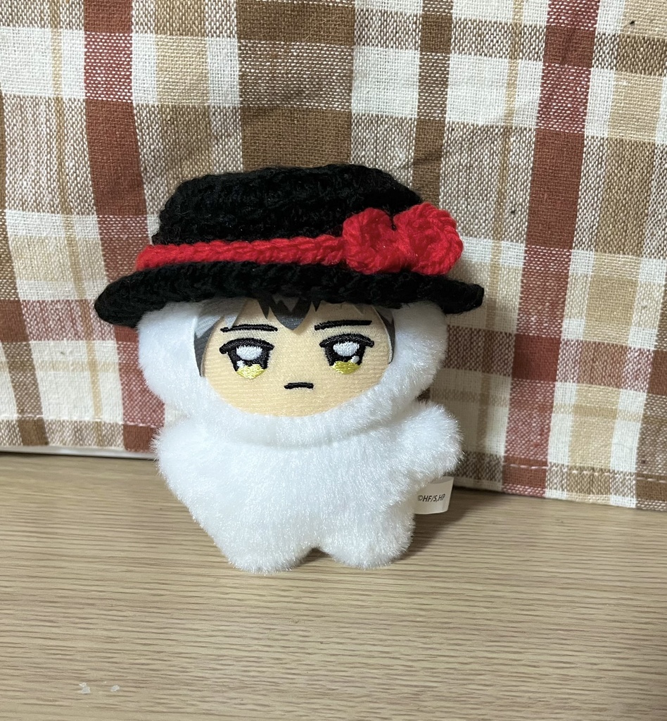 ぬい服　10cm  編み物　カンカン帽子
