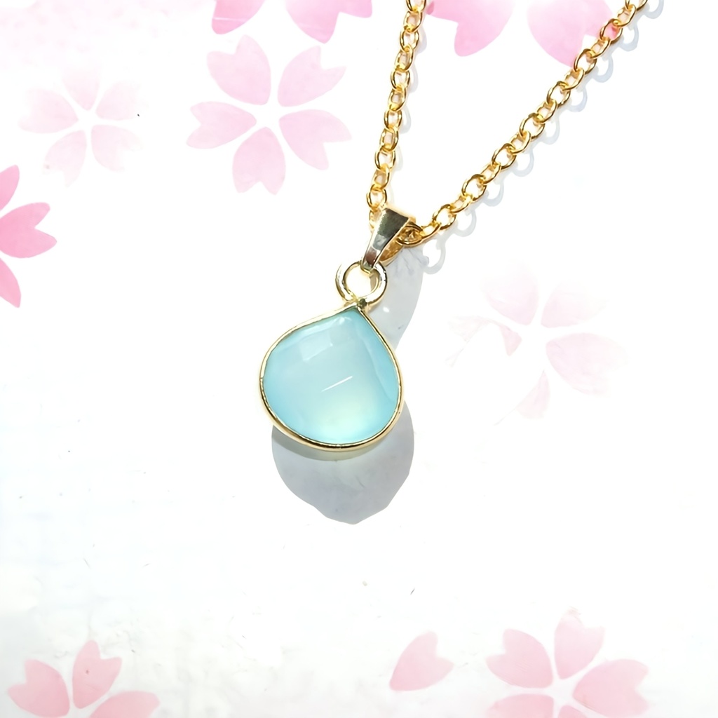 天然石💕AAA シーブルーカルセドニー 一粒 ネックレス