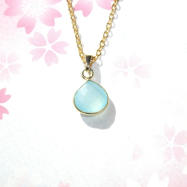 天然石💕AAA シーブルーカルセドニー 一粒 ネックレス