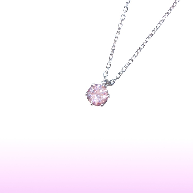 極上の輝き💕桜色 モアサナイト 対アレルギー サージカルステンレス 一粒 ネックレス