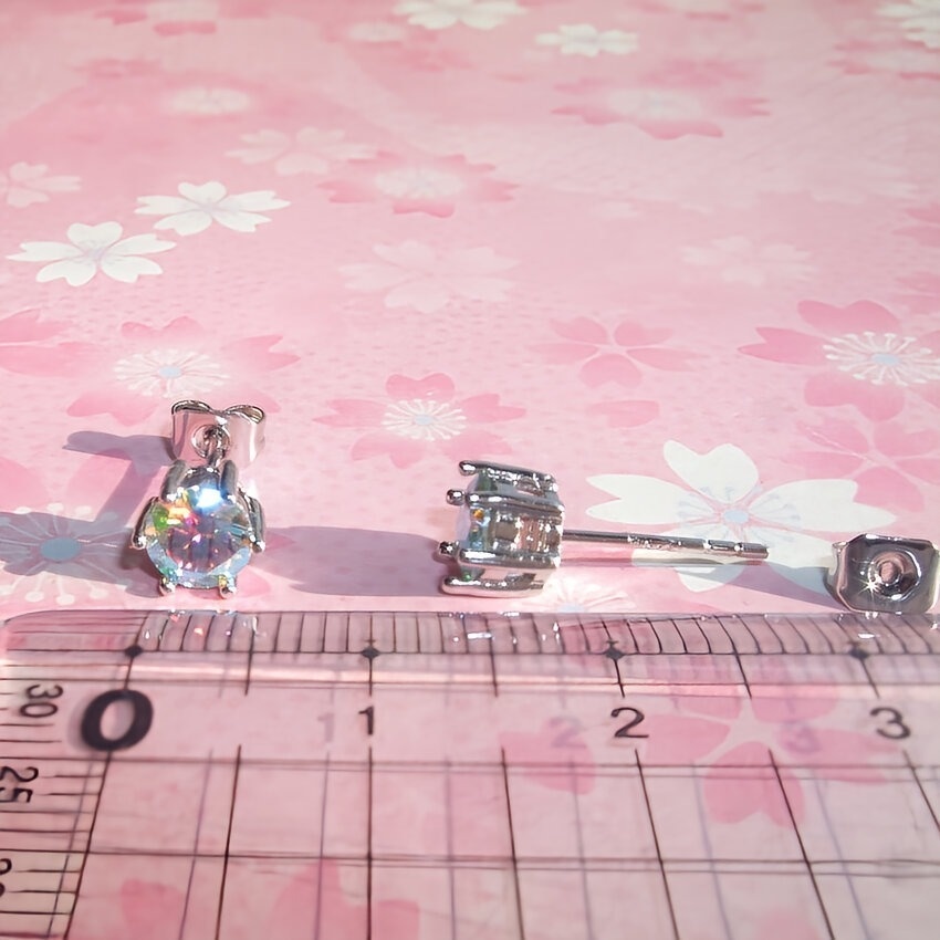 レアカラー 抜群の輝き AB モアサナイト Silver925 一粒 ピアス(5mm