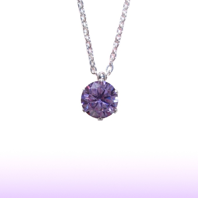 H&C 対アレルギーサージカルステンレス一粒 アメジスト CZネックレス(6mm