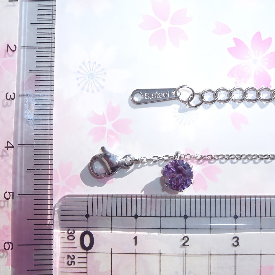 H&C 対アレルギーサージカルステンレス一粒 アメジスト CZネックレス(6mm