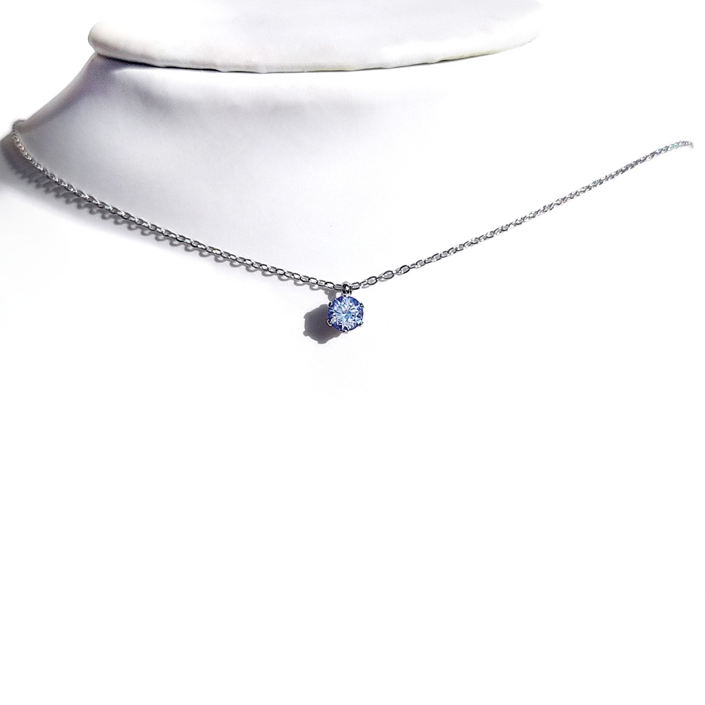 レアカラー 極上の輝き アイスブルー モアサナイト 対アレルギー サージカルステンレス 一粒 ネックレス