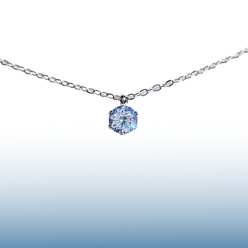 レアカラー 極上の輝き アイスブルー モアサナイト 対アレルギー サージカルステンレス 一粒 ネックレス