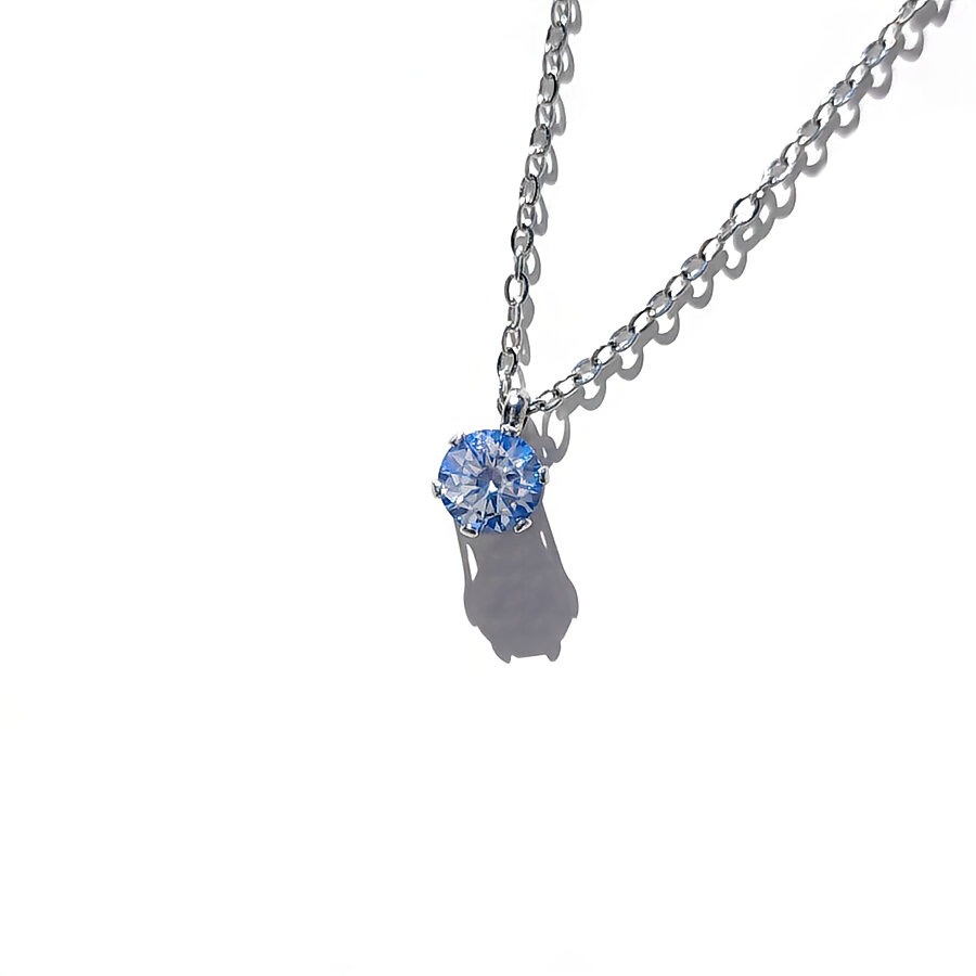 レアカラー 極上の輝き アイスブルー モアサナイト 対アレルギー サージカルステンレス 一粒 ネックレス