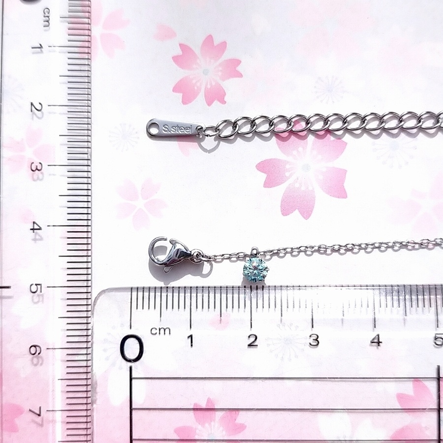 美麗 対アレルギー サージカルステンレス 4mm モアサナイト グリーンブルー 一粒 ネックレス