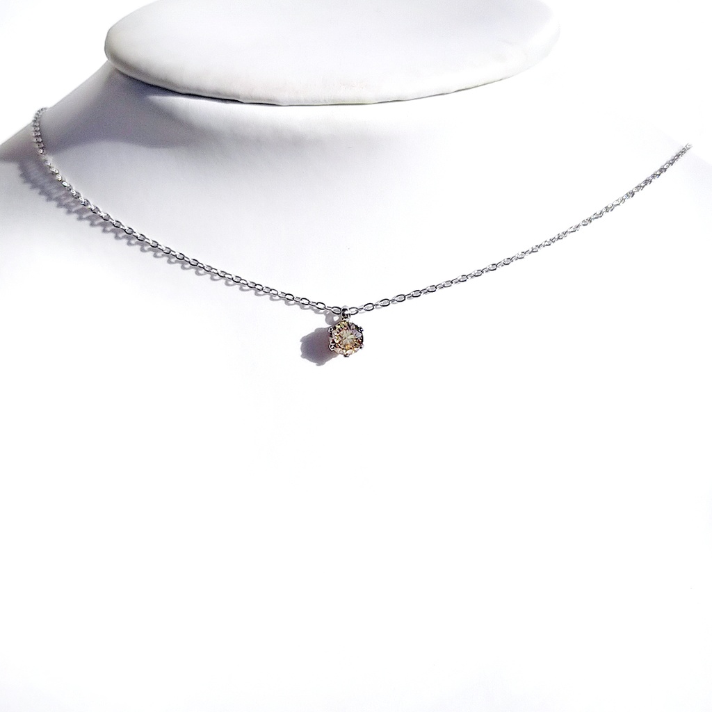 美麗 対アレルギー サージカルステンレス シャンパンゴールド モアサナイト 一粒ネックレス