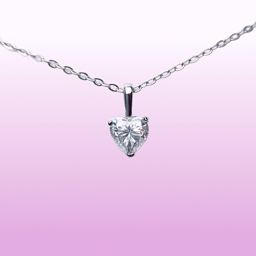 美麗 silver925 ハート モアサナイト 一粒 ネックレス