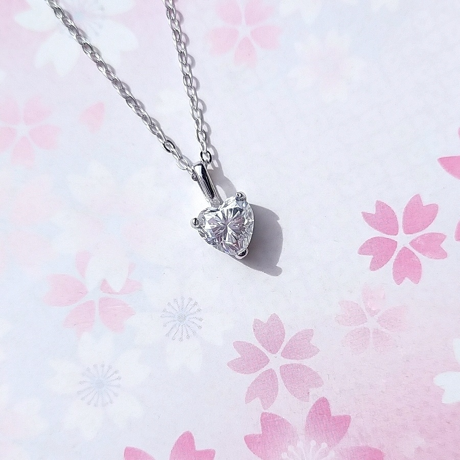 美麗 silver925 ハート モアサナイト 一粒 ネックレス