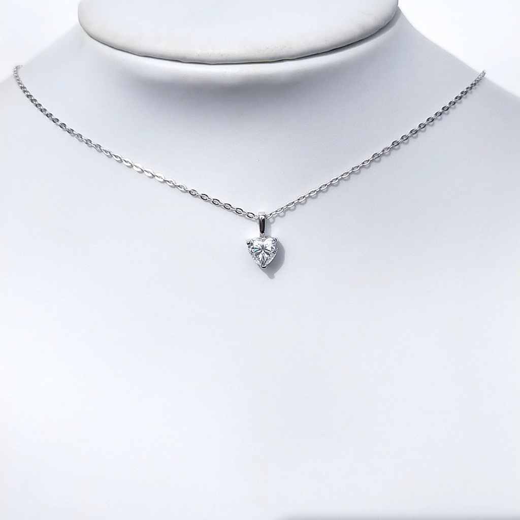美麗 silver925 ハート モアサナイト 一粒 ネックレス