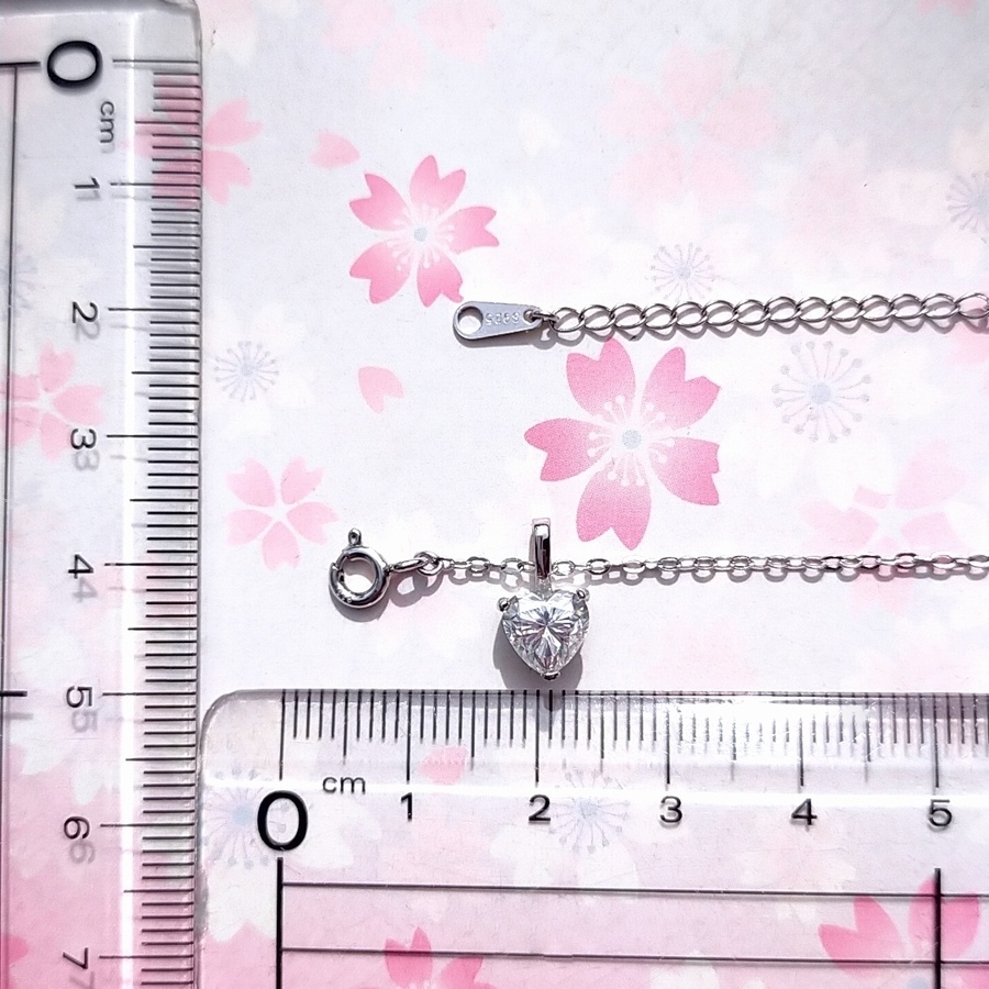 美麗 silver925 ハート モアサナイト 一粒 ネックレス