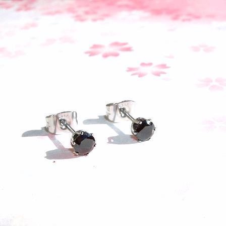 対アレルギーサージカルステンレスブラックCZピアス(4mm