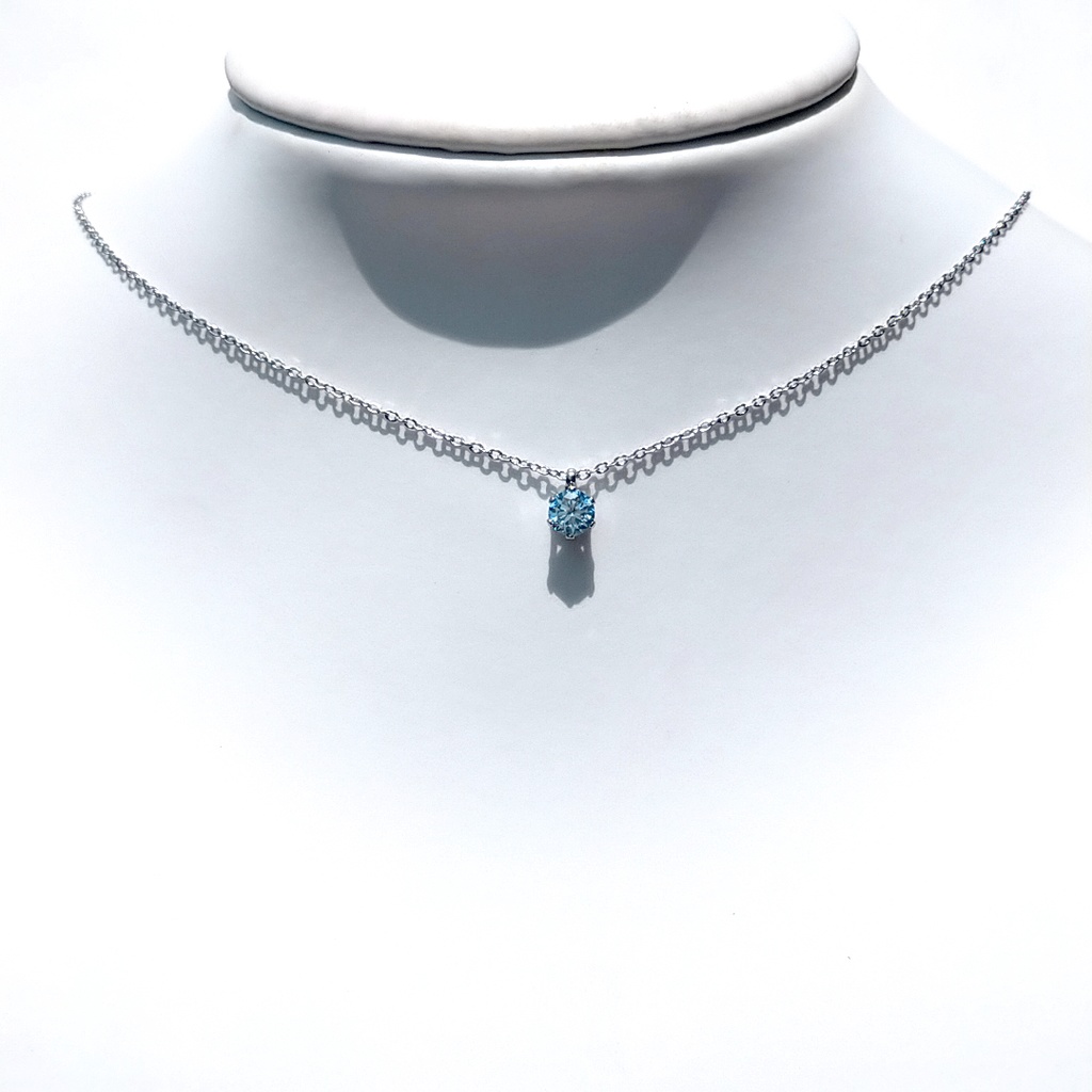 レアカラー 極上の輝き アクアマリン モアサナイト 対アレルギー サージカルステンレス 一粒 ネックレス