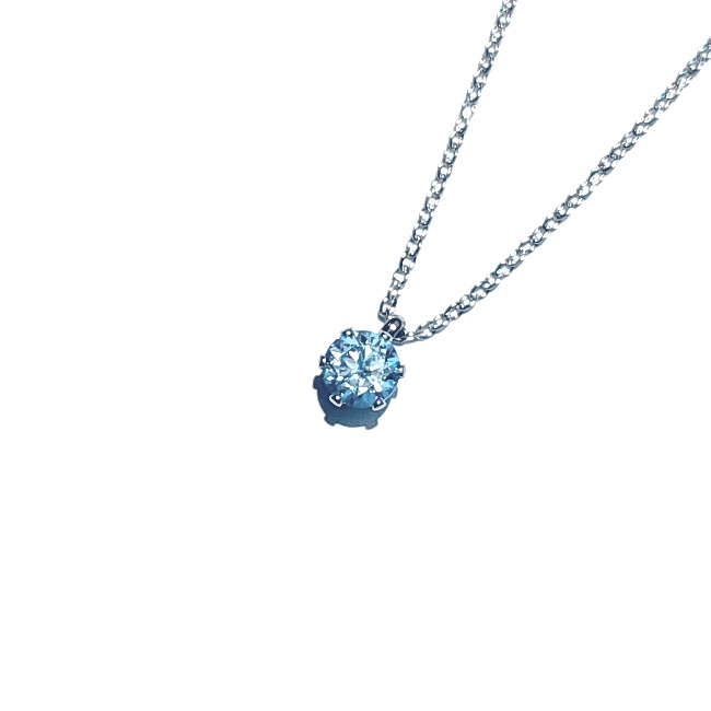 レアカラー 極上の輝き アクアマリン モアサナイト 対アレルギー サージカルステンレス 一粒 ネックレス