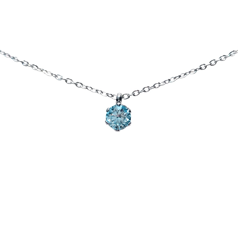 レアカラー 極上の輝き アクアマリン モアサナイト 対アレルギー サージカルステンレス 一粒 ネックレス