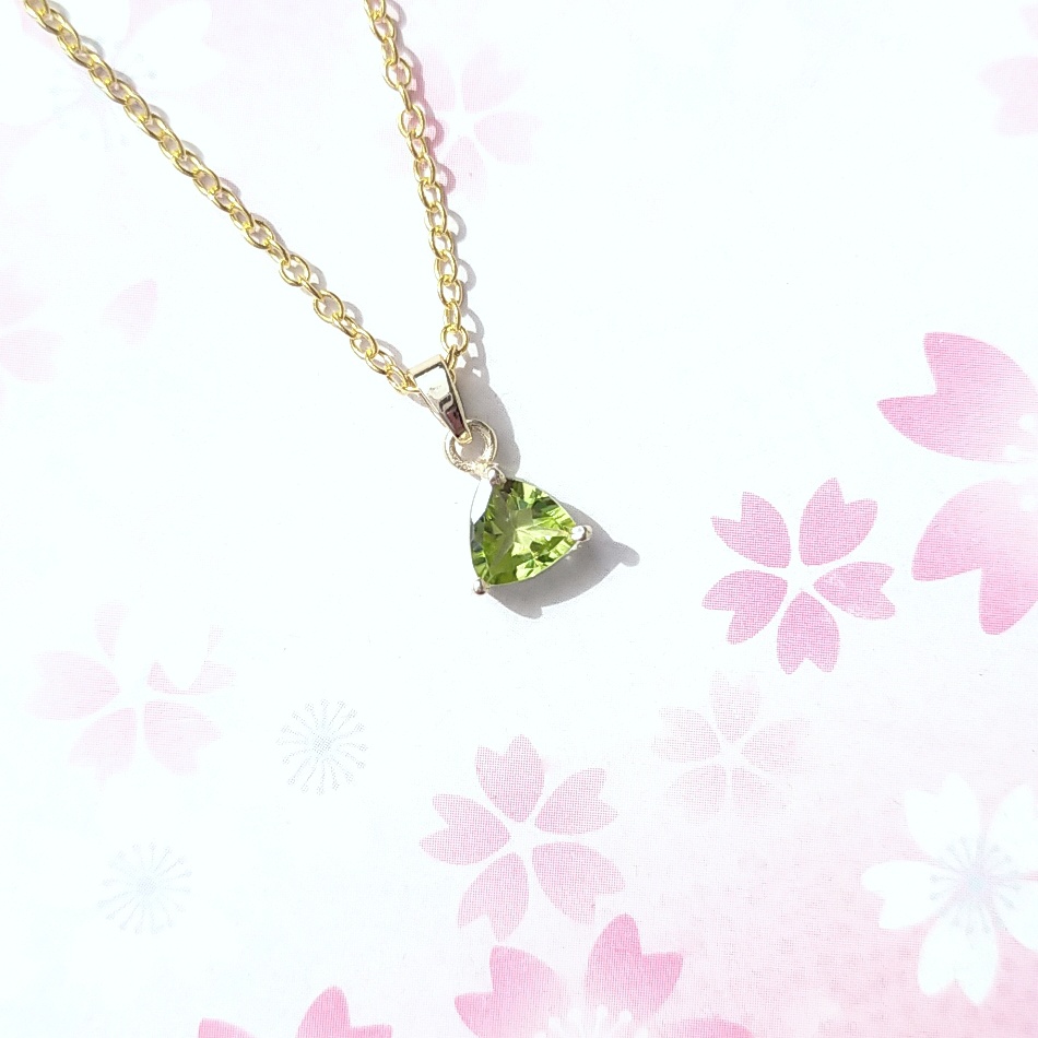 天然石 AAA ペリドット 一粒ネックレス