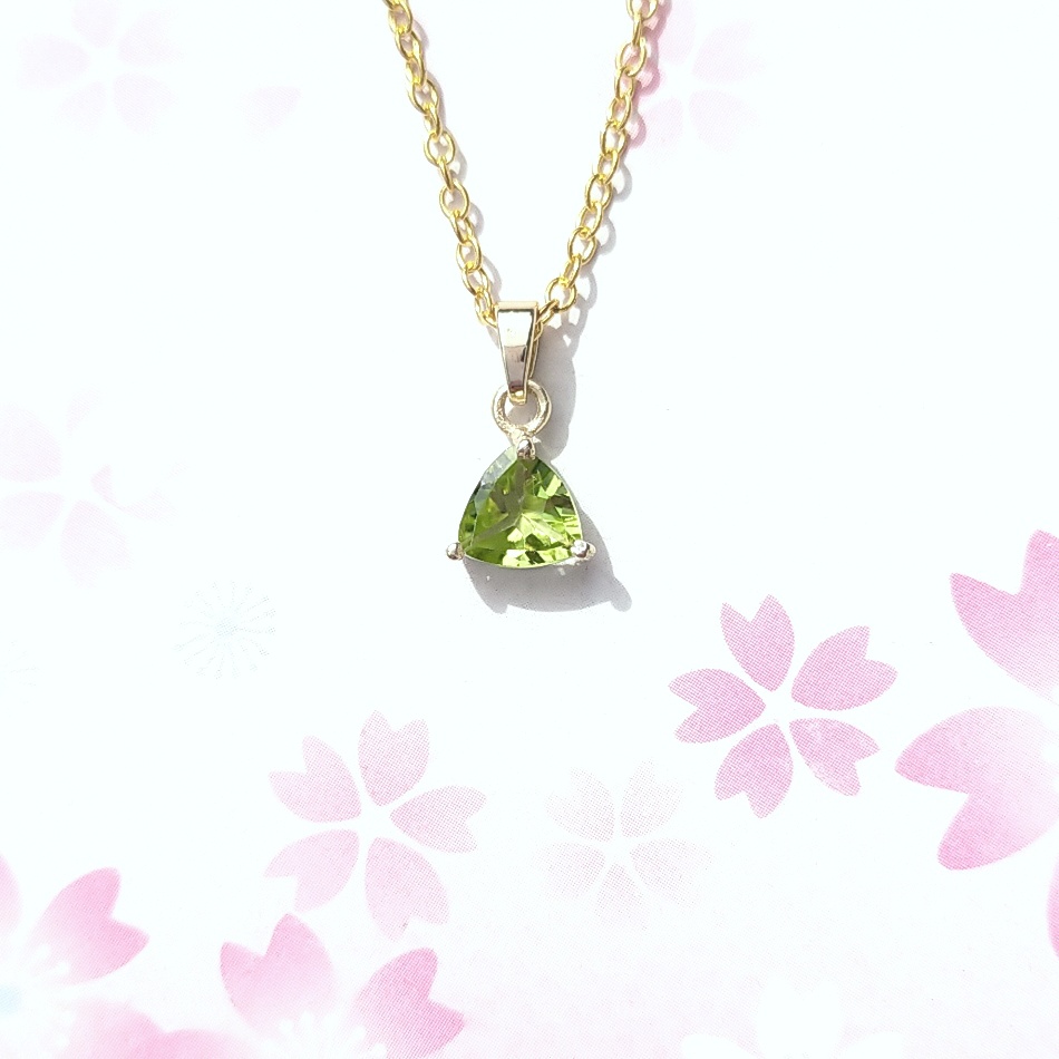 天然石 AAA ペリドット 一粒ネックレス