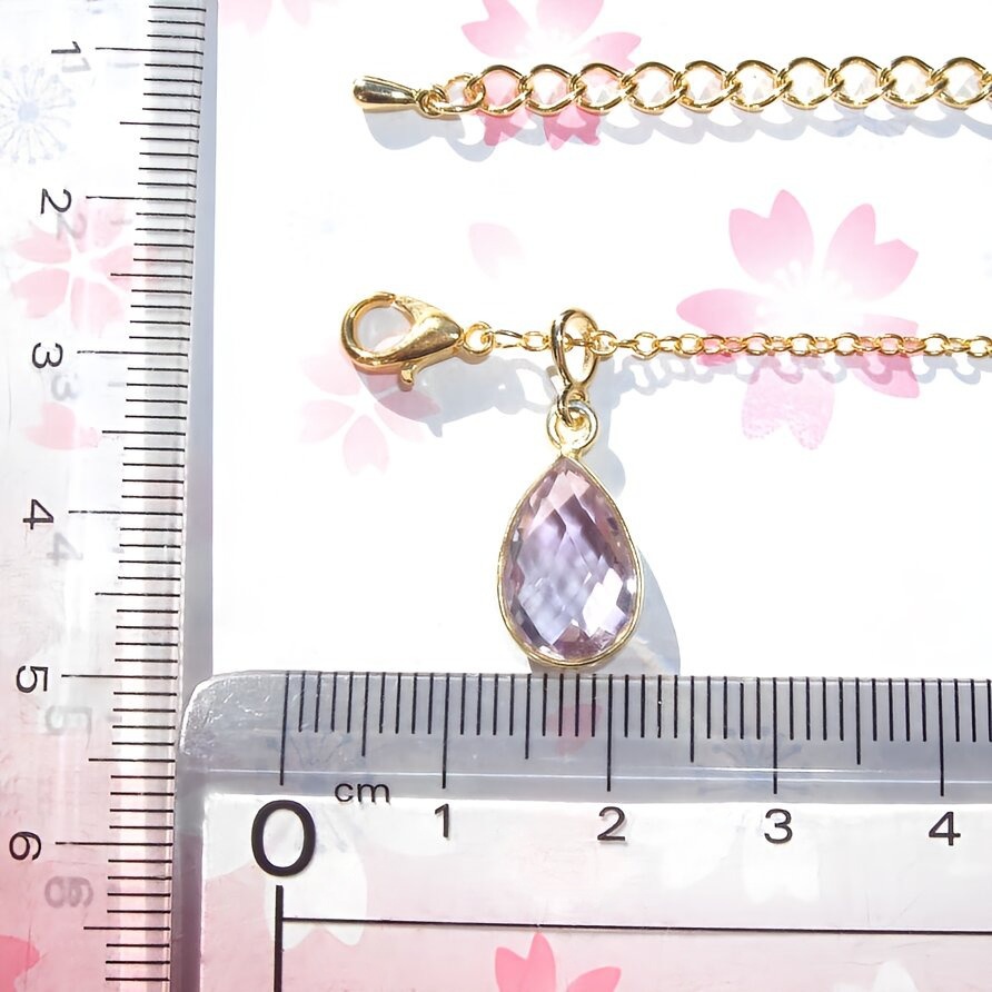 天然石ライトカラーアメジスト超極細ドロップネックレス