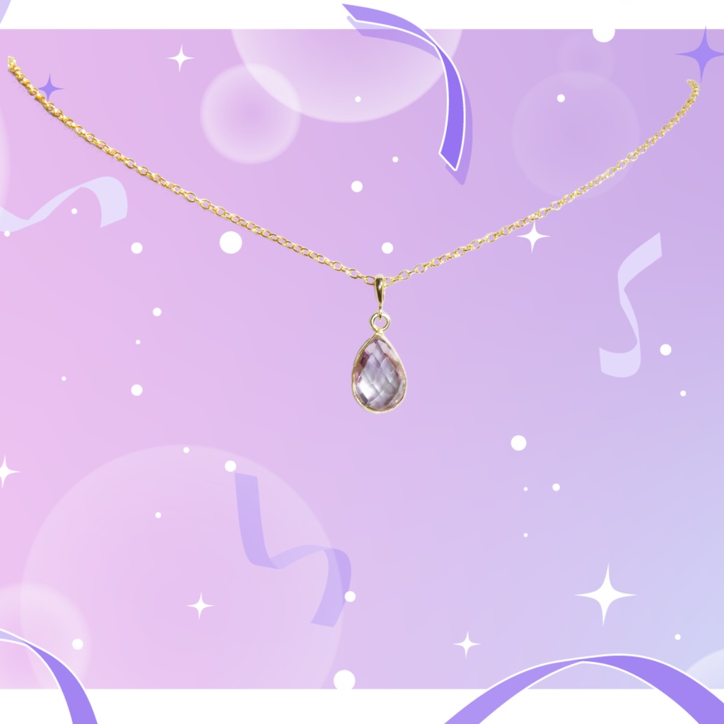 天然石ライトカラーアメジスト超極細ドロップネックレス