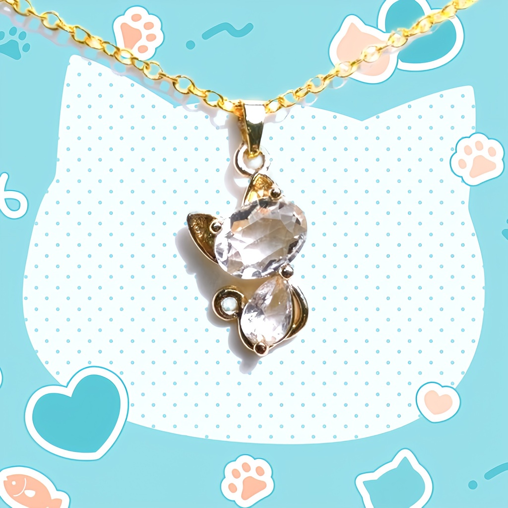 CZキュートにゃんネックレス#1