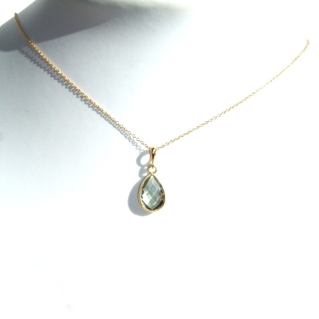 天然石 AAAグリーンアメジストドロップネックレス