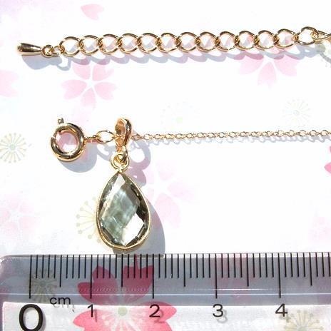 天然石 AAAグリーンアメジストドロップネックレス