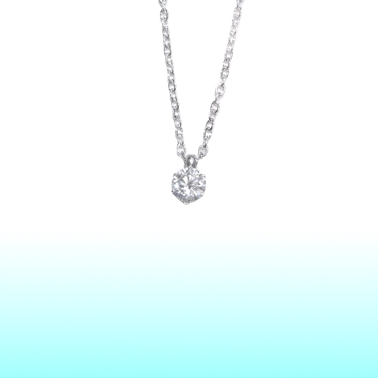 美麗 対アレルギー サージカルステンレス モアサナイト 一粒ネックレス(4mm