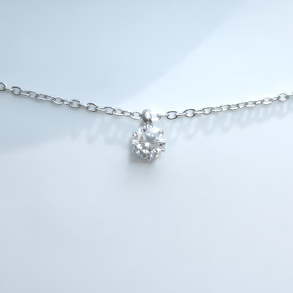 美麗 対アレルギー サージカルステンレス モアサナイト 一粒ネックレス(4mm
