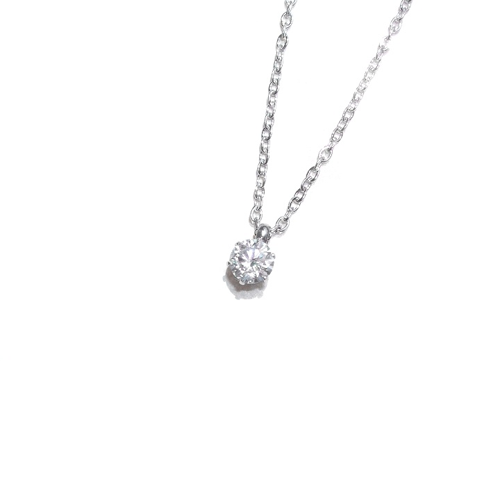美麗 対アレルギー サージカルステンレス モアサナイト 一粒ネックレス(4mm