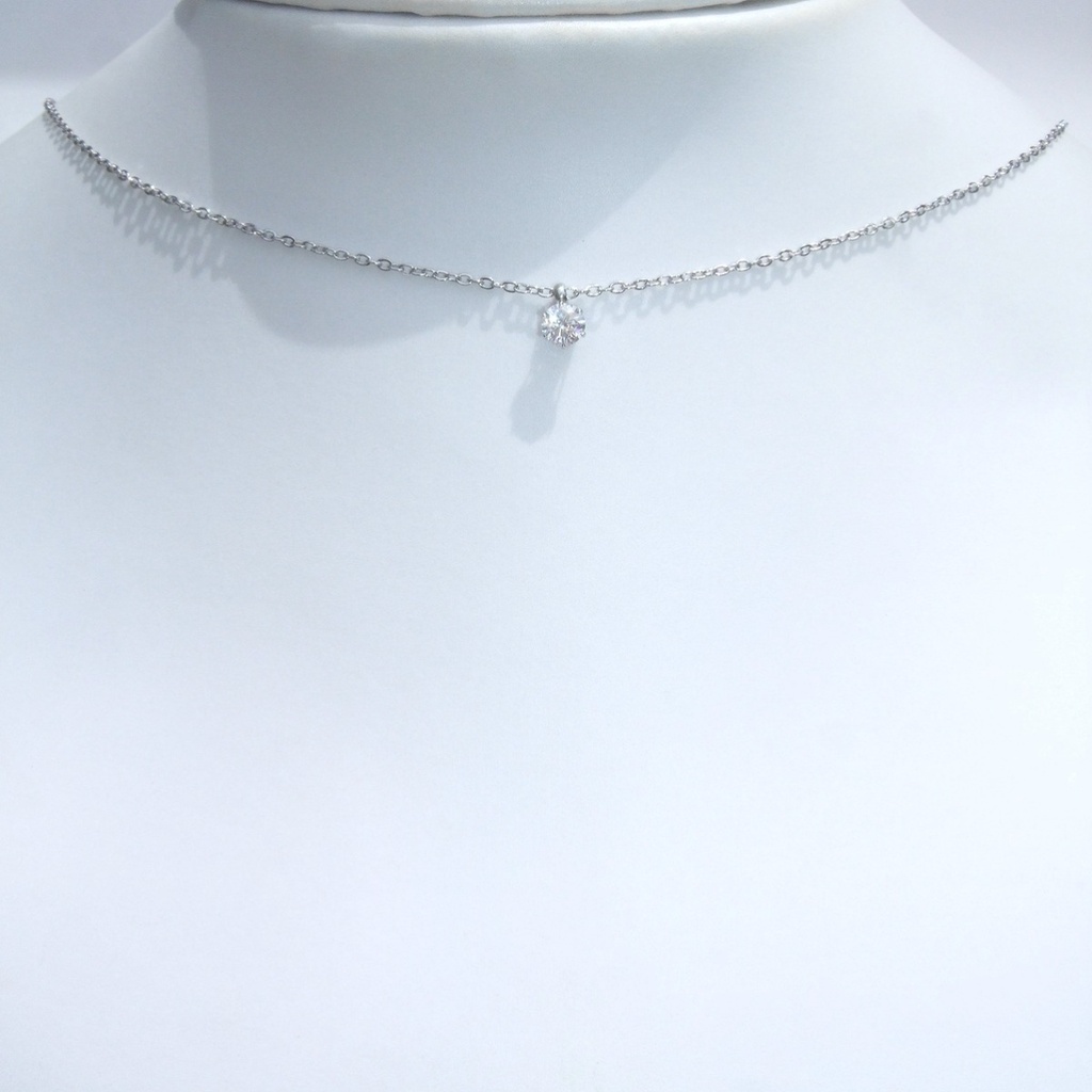 美麗 対アレルギー サージカルステンレス モアサナイト 一粒ネックレス(4mm