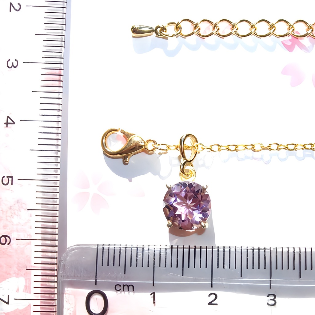 美麗 天然石 AAA ライトアメジスト 一粒ネックレス(8mm