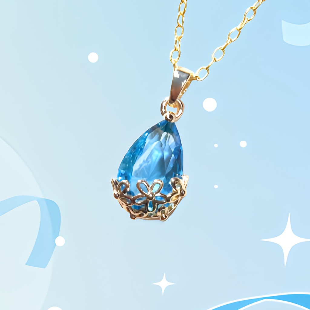 セルリアンCZ花雫ネックレス