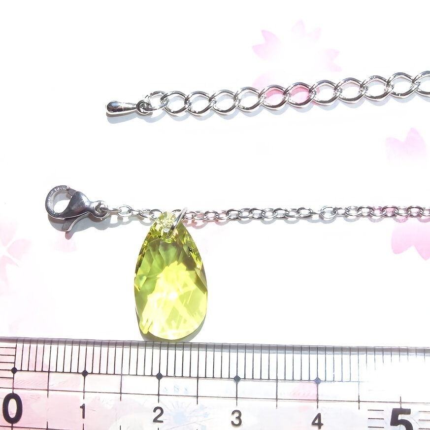 レア💕ティアドロップ シトラスグリーン スワロフスキーネックレス