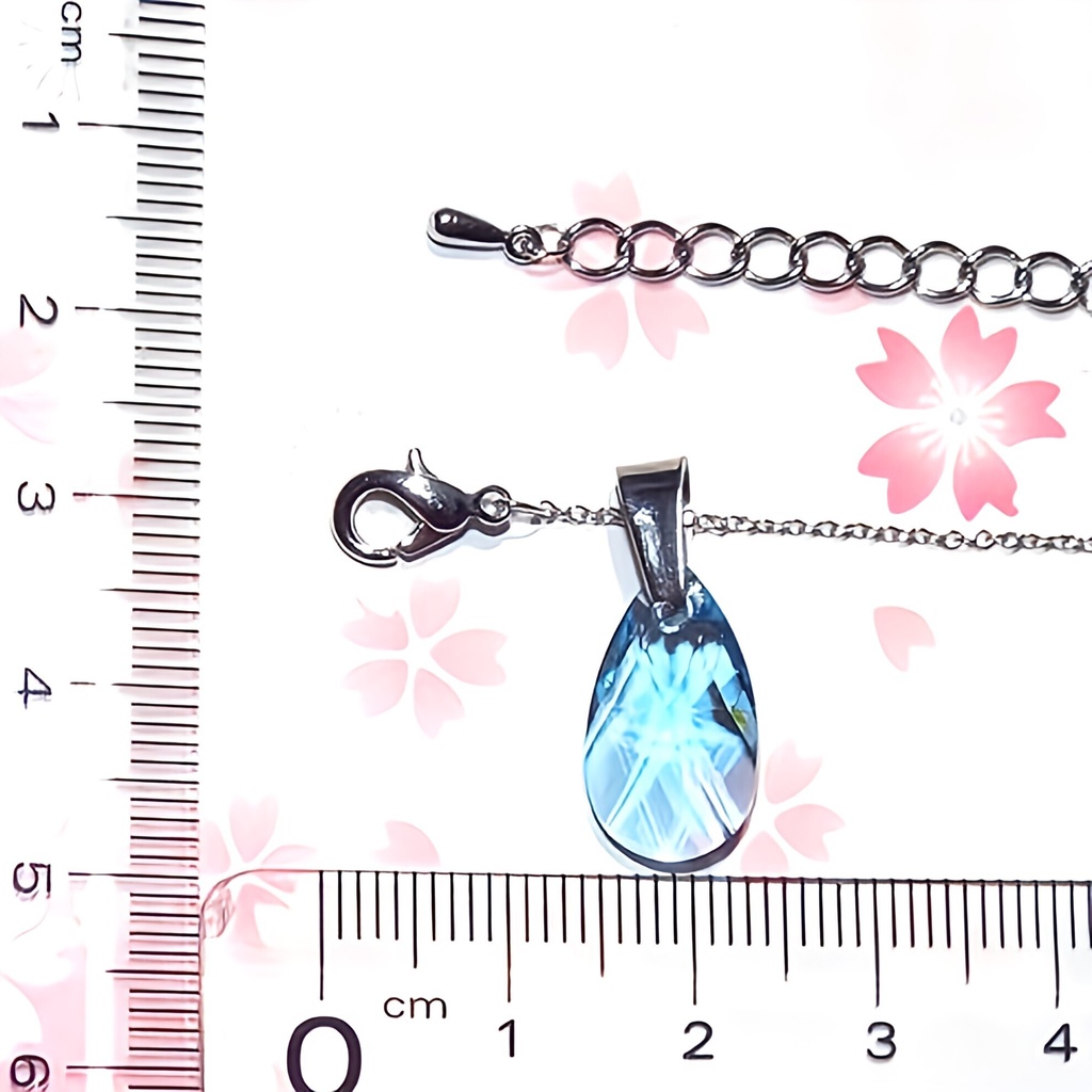 レア ティアドロップ アクアマリンスワロフスキーネックレス