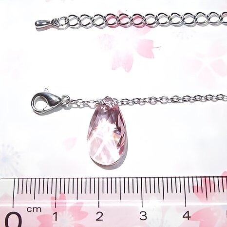 レア ティアドロップ ライトローズスワロフスキーネックレス