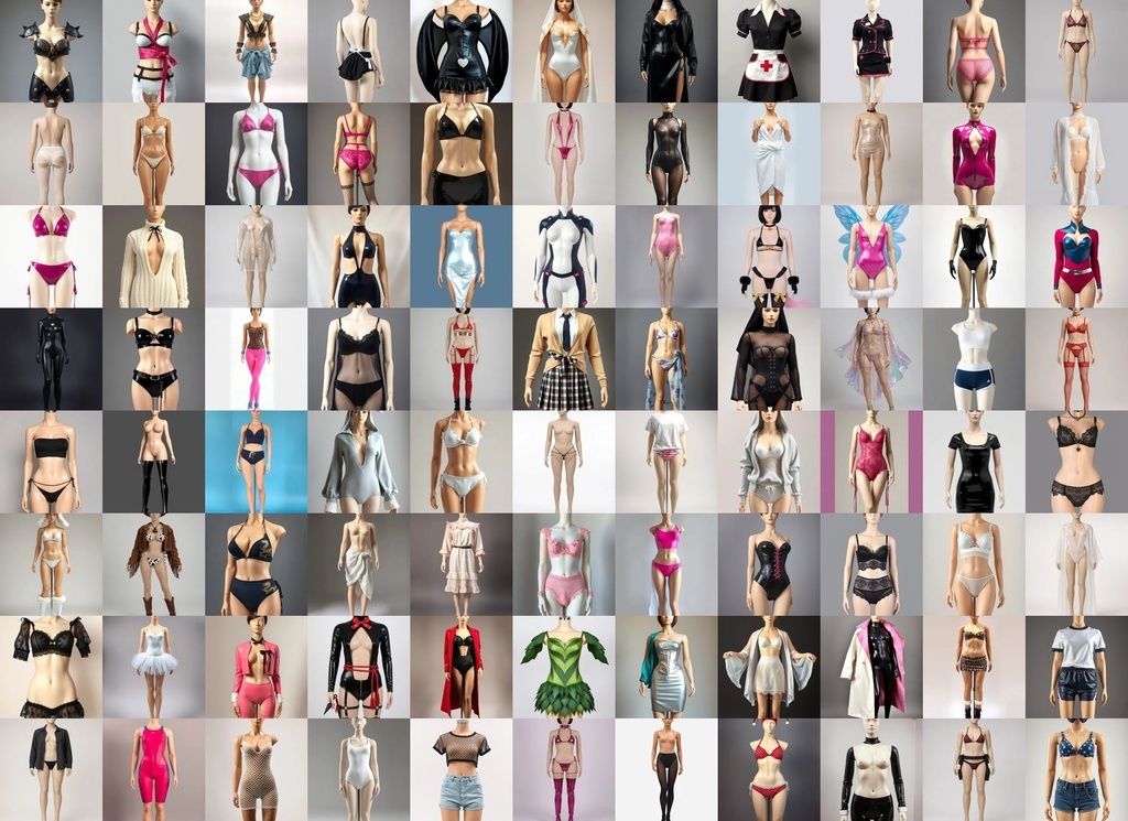 【SD/ComfyUI対応】女性マネキンポーズプロンプト+佳姿工房デラックス 大人な衣装付き【(ポーズ+衣装+背景+大人衣装88点)+佳姿工房】