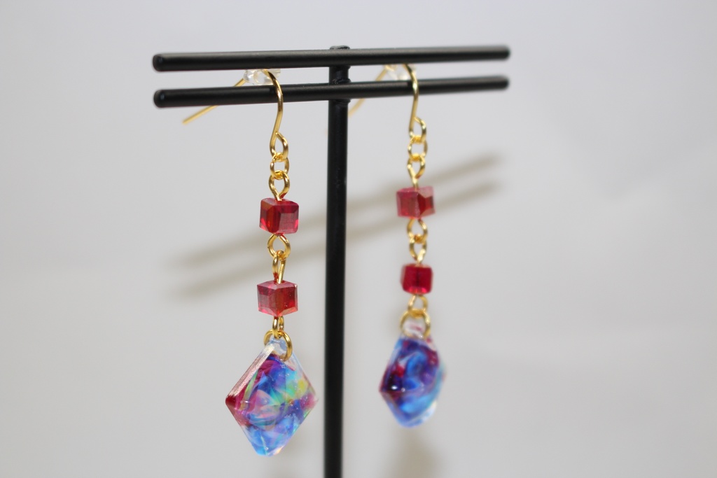 選べるシリーズ アートインクのレジンピアス(イヤリング)ガラスビーズ使用