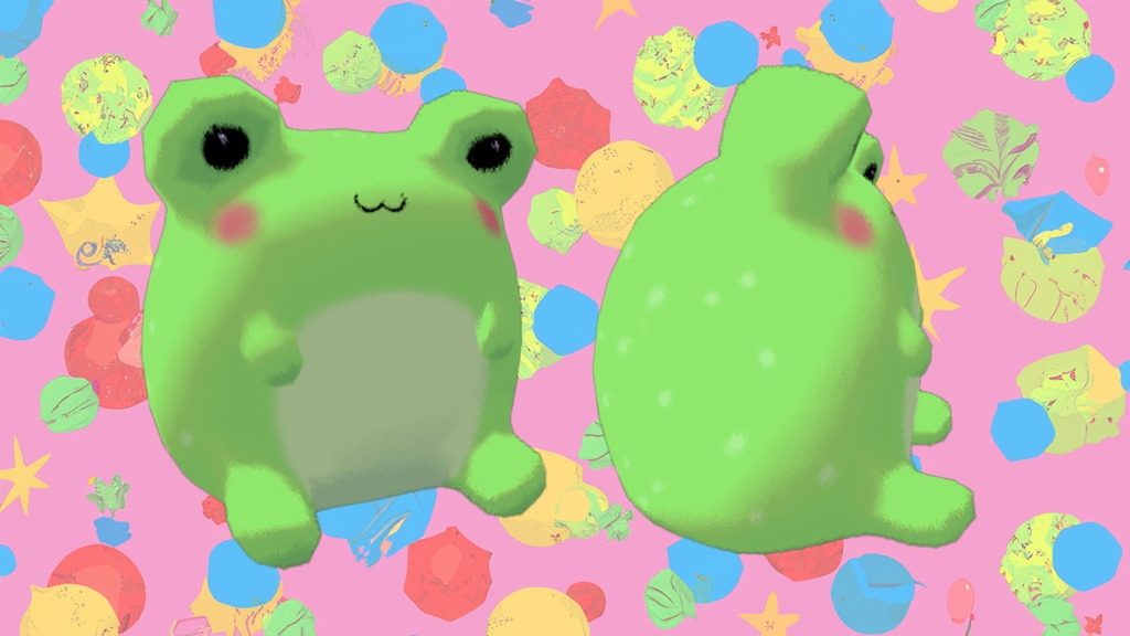 3D Watermelon frog plushie prop and normal froggie