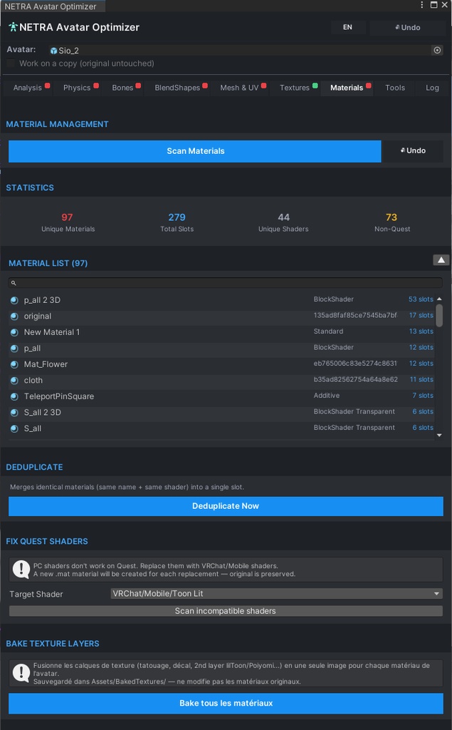 NETRA avatar optimizer