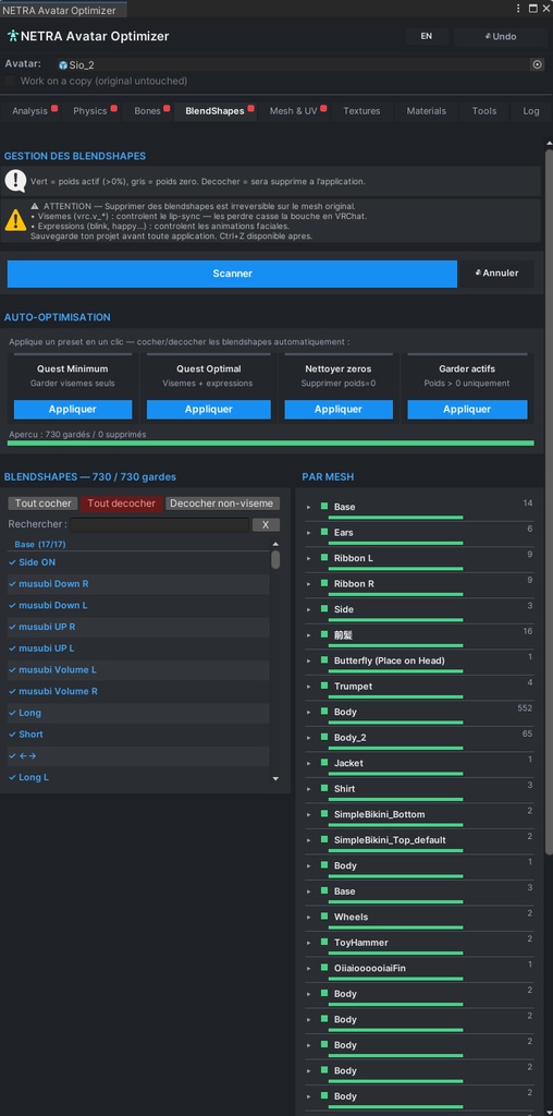 NETRA avatar optimizer