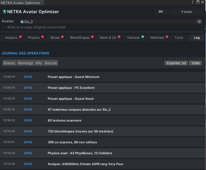 NETRA avatar optimizer