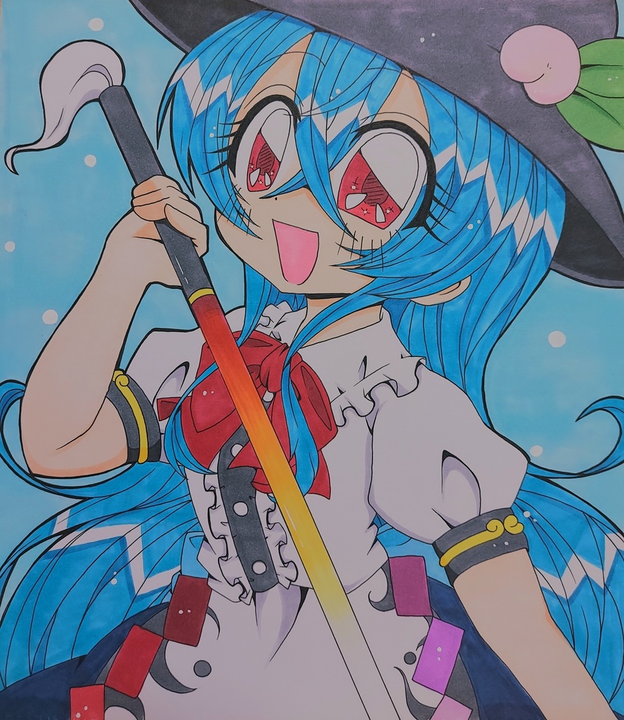 【東方】比那名居天子(少女マンガ風)【色紙】