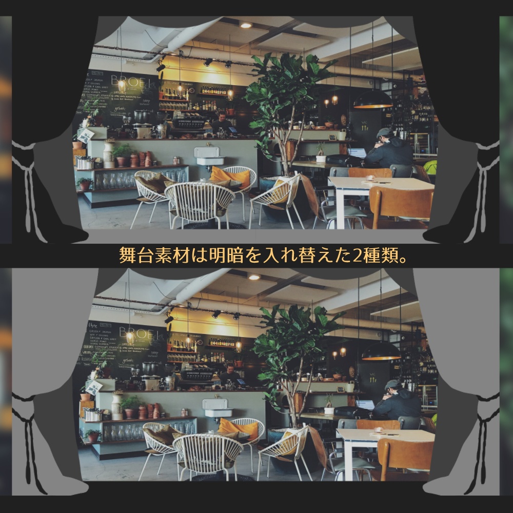 【ココフォリア素材】シーンパネル(森/舞台/窓)